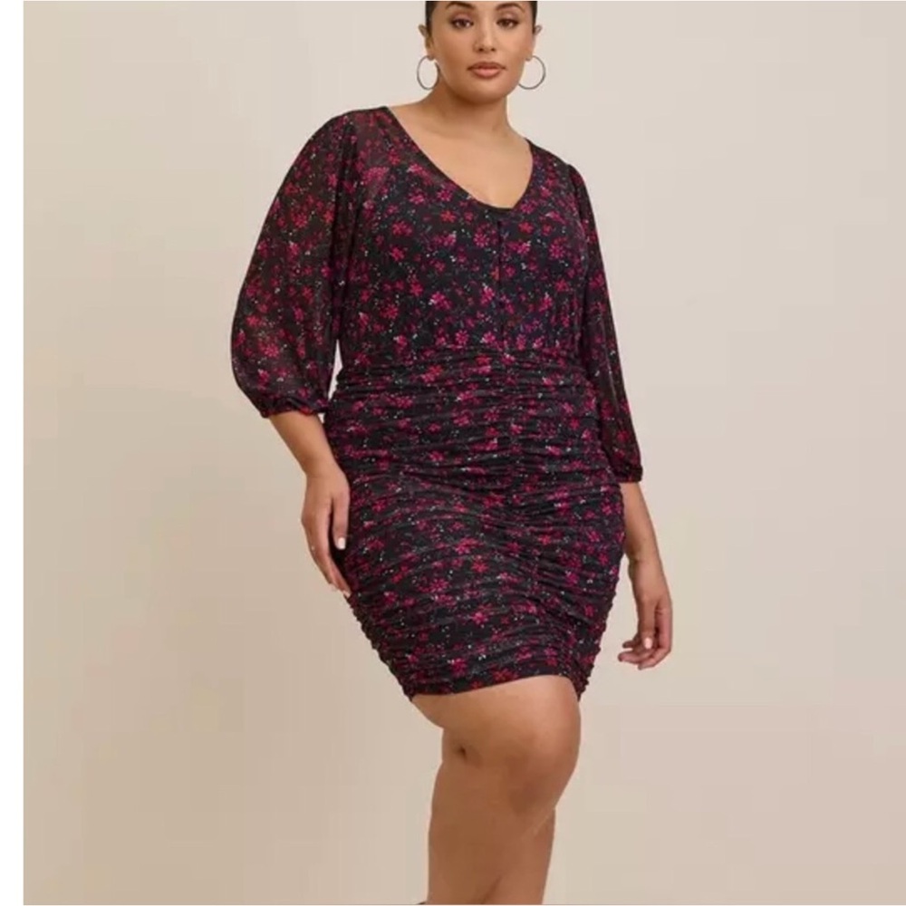 Torrid Purple Bodycon Mini Dress with Bishop Sleeves